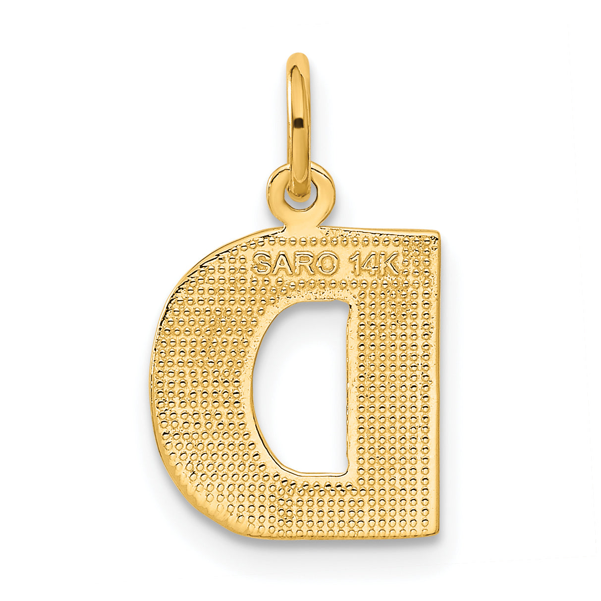 14K Gold Diamond-Cut Letter D Initial Charm  Elegant Sandblasted Finish