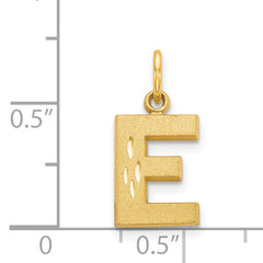 14K Yellow Gold Satin Diamond-Cut E Initial Charm Elegant Personalized Design