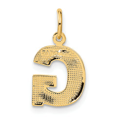 14K Gold Satin Diamond-Cut Letter G Initial Charm Elegant, Medium-Sized