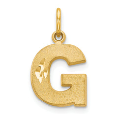 14KY Satin Diamond-cut Letter G Initial Charm