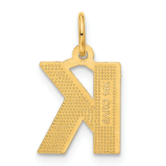 14K Yellow Gold Satin Diamond-Cut Letter K Initial Charm Elegant Medium