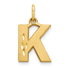 14KY Satin Diamond-cut Letter K Initial Charm