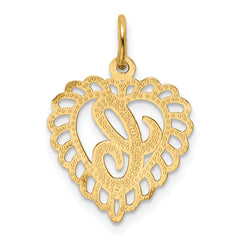 14K Gold Heart Letter C Charm with Diamond-Cut Texture  Elegant Gift