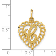 14K Gold Heart Letter C Charm with Diamond-Cut Texture  Elegant Gift