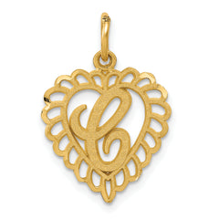 14k Heart Letter C Charm