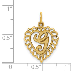 14K Gold Heart Letter G Charm with Diamond-Cut Sandblasted Finish