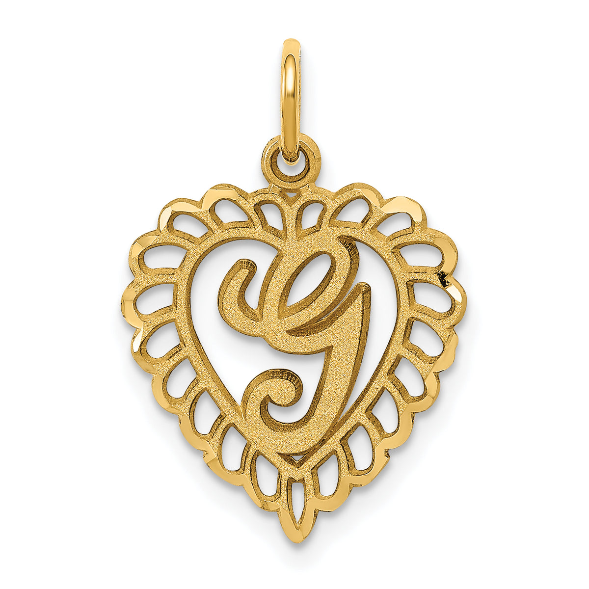 14k Heart Letter G Charm