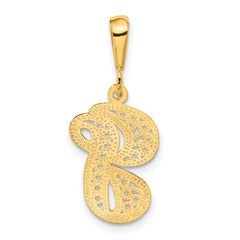 14K Yellow Gold Polished Filigree Initial G Pendant