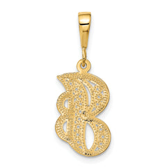 14K Yellow Gold Polished Script Filigree Letter J Pendant - Elegant and Large