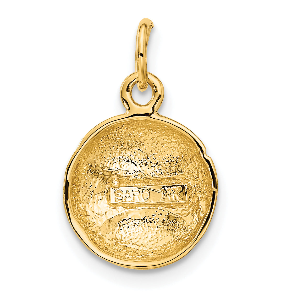 14K Gold Baseball Charm with Satin Finish for Men Brushed, Themed Design