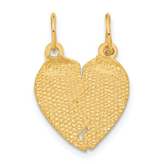 14K Gold Break Apart Heart Charm with Polished Diamond-Cut Finish  Two-Piece Romantic Style