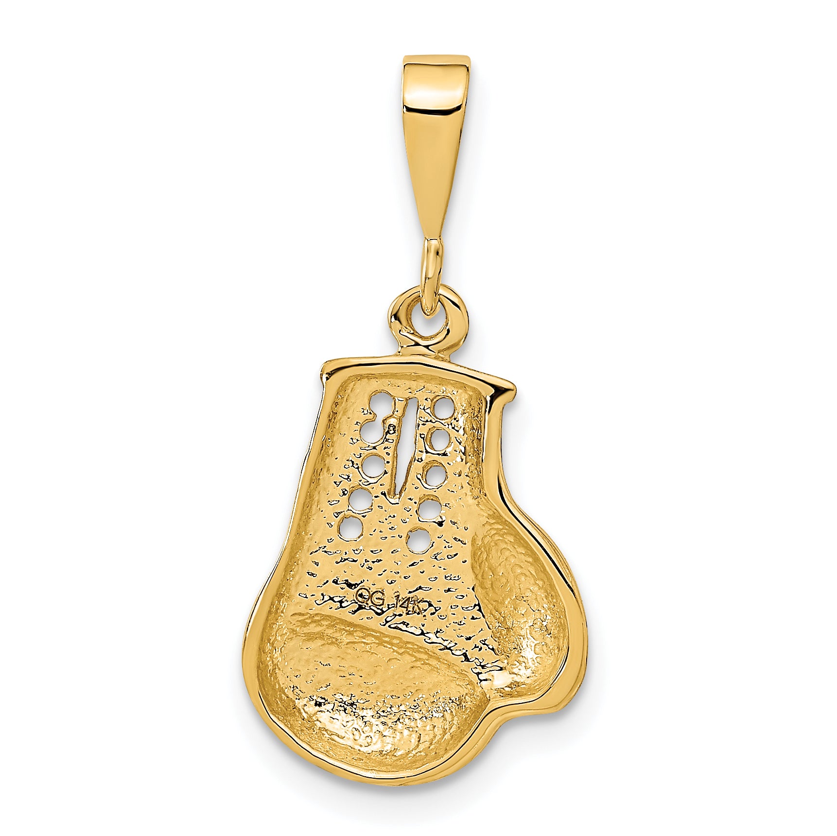 14K Gold Boxing Glove Charm for Men with Diamond-Cut Detailing Medium Size