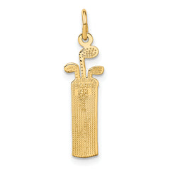 14K Gold Golf Bag Charm for Men Textured Themed Pendant