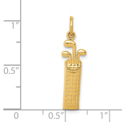 14K Gold Golf Bag Charm for Men Textured Themed Pendant