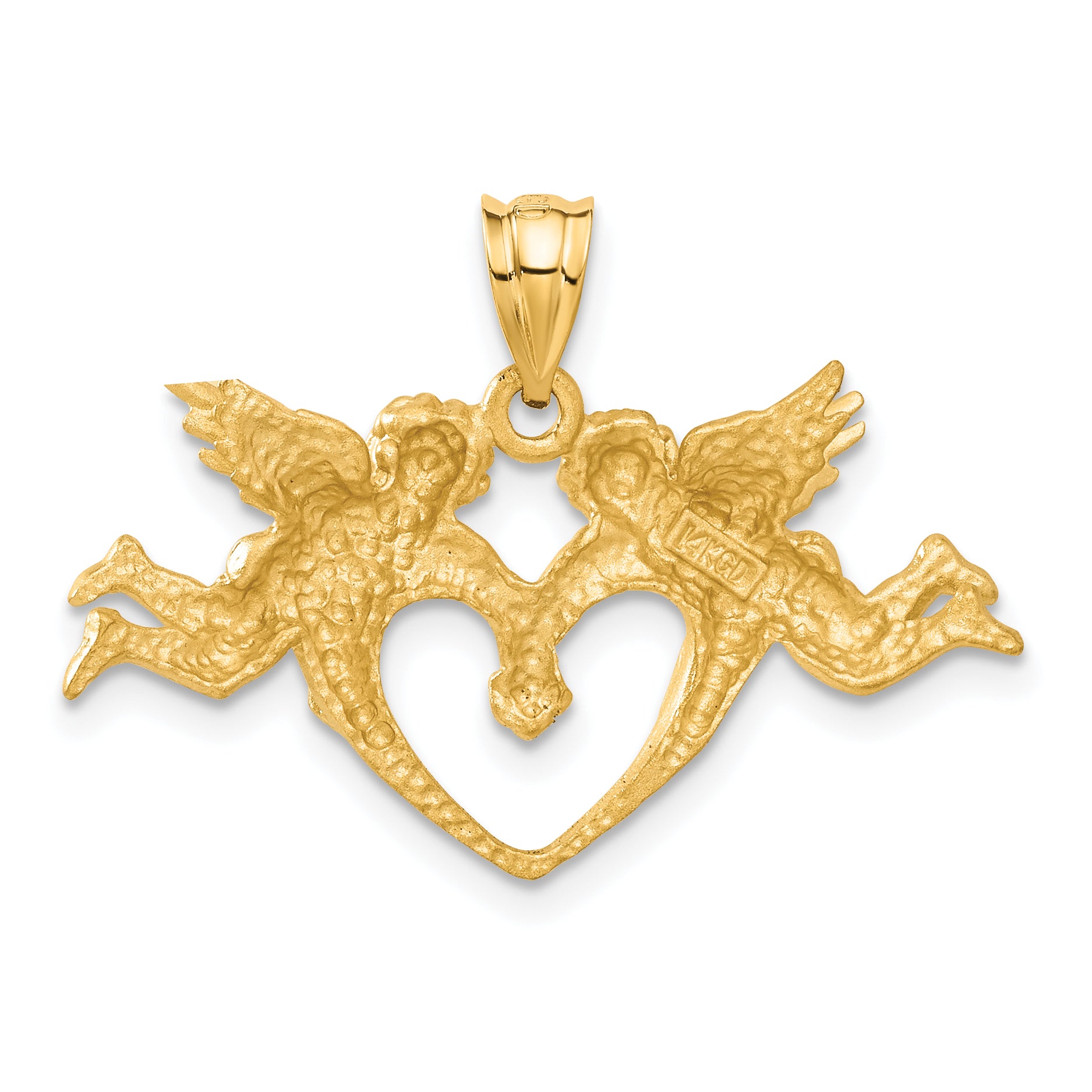 14k Satin Angels Heart Pendant