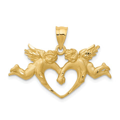 14k Satin Angels Heart Pendant