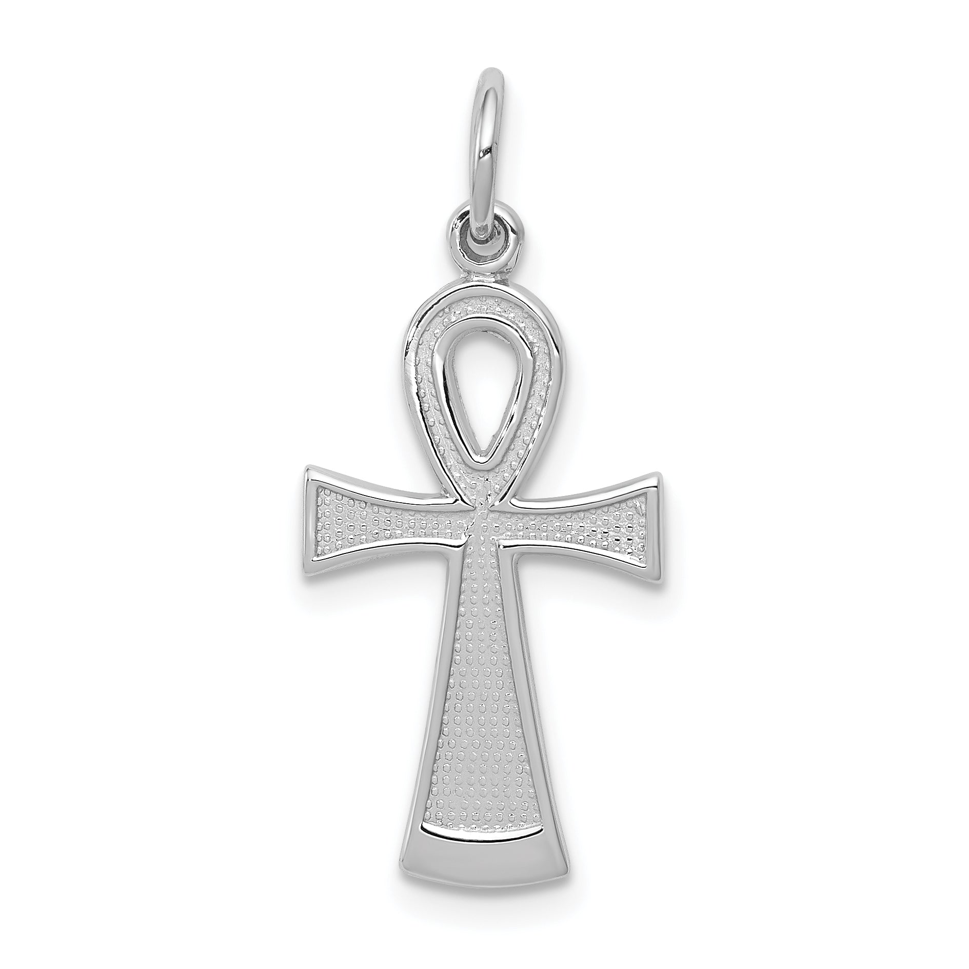 14k White Gold Ankh Cross Pendant