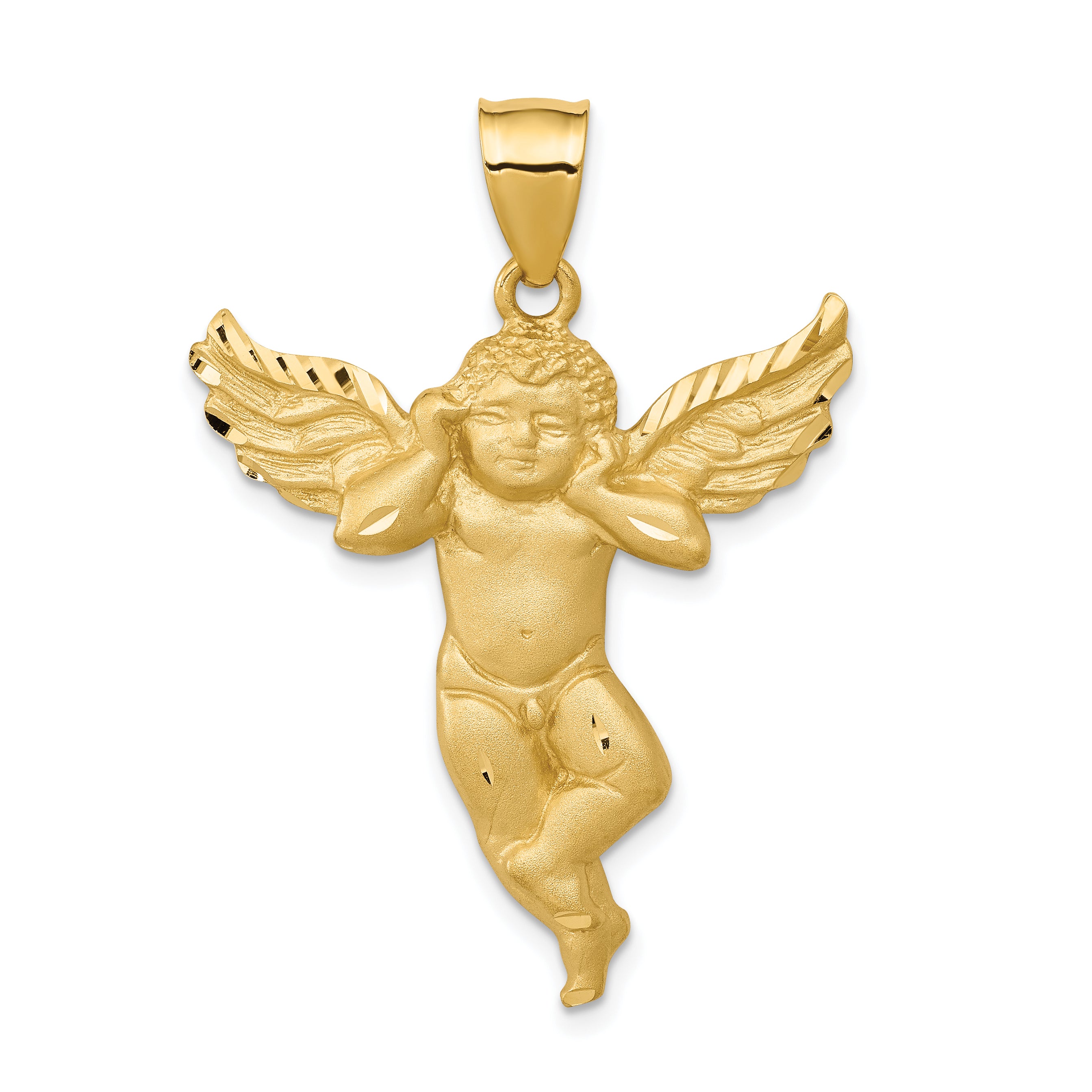 14K Satin Angel Pendant