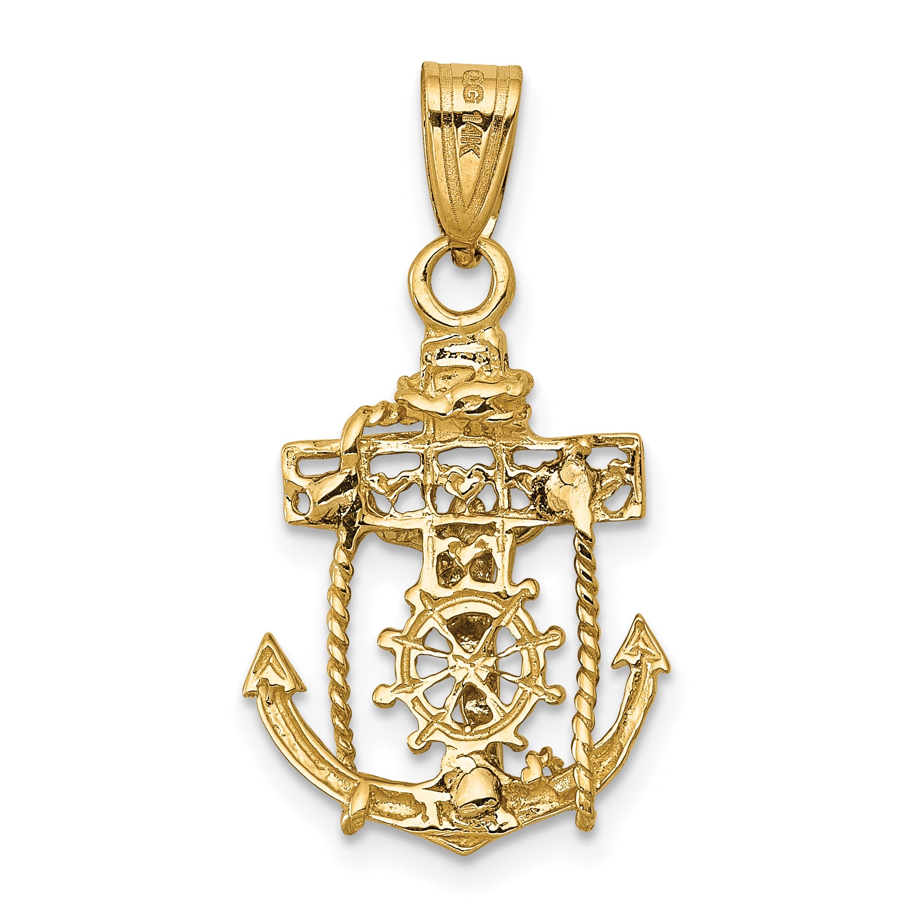 14k Two-tone Mariners Cross Pendant