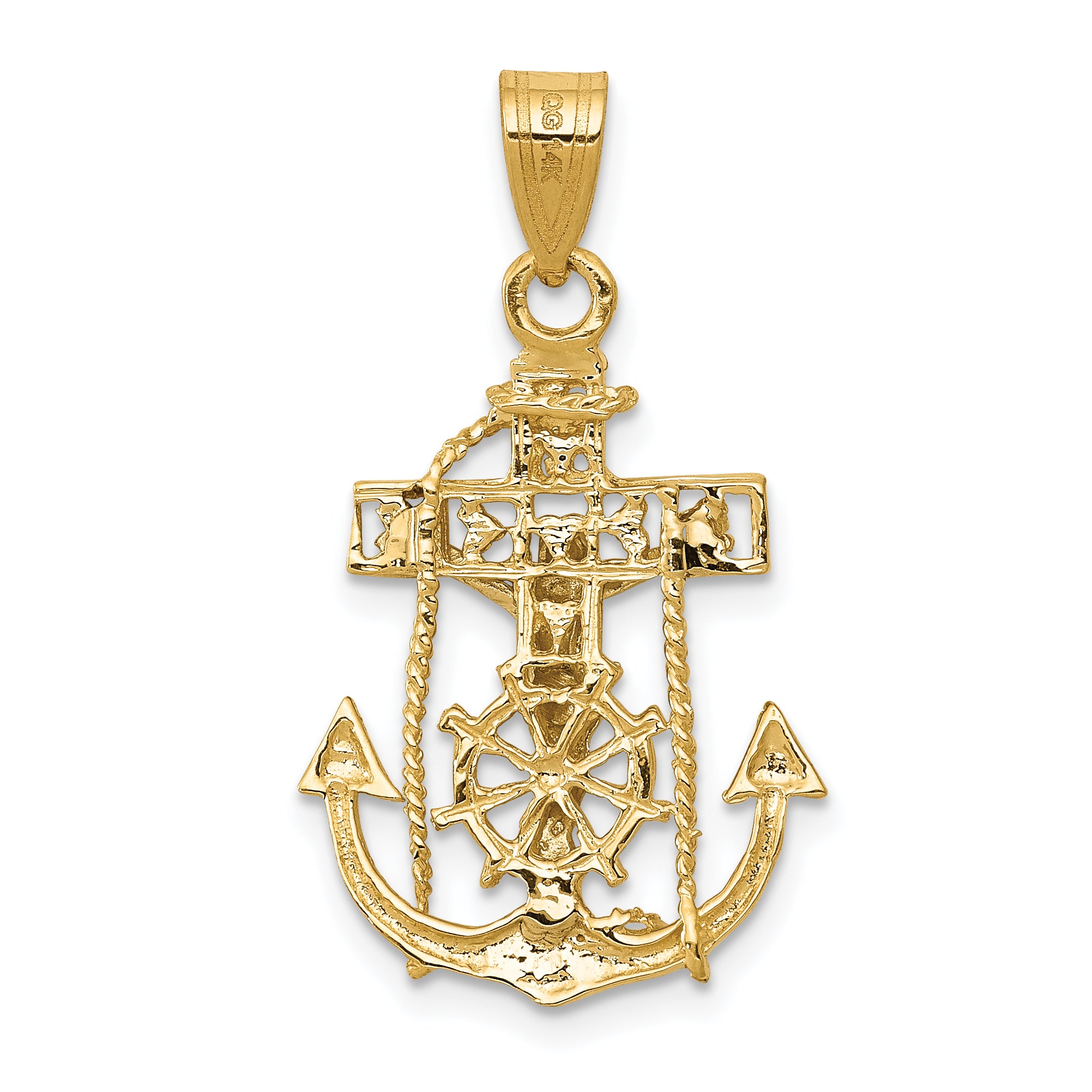 14k Two-tone Mariners Cross Pendant