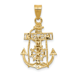 14k Two-tone Mariners Cross Pendant