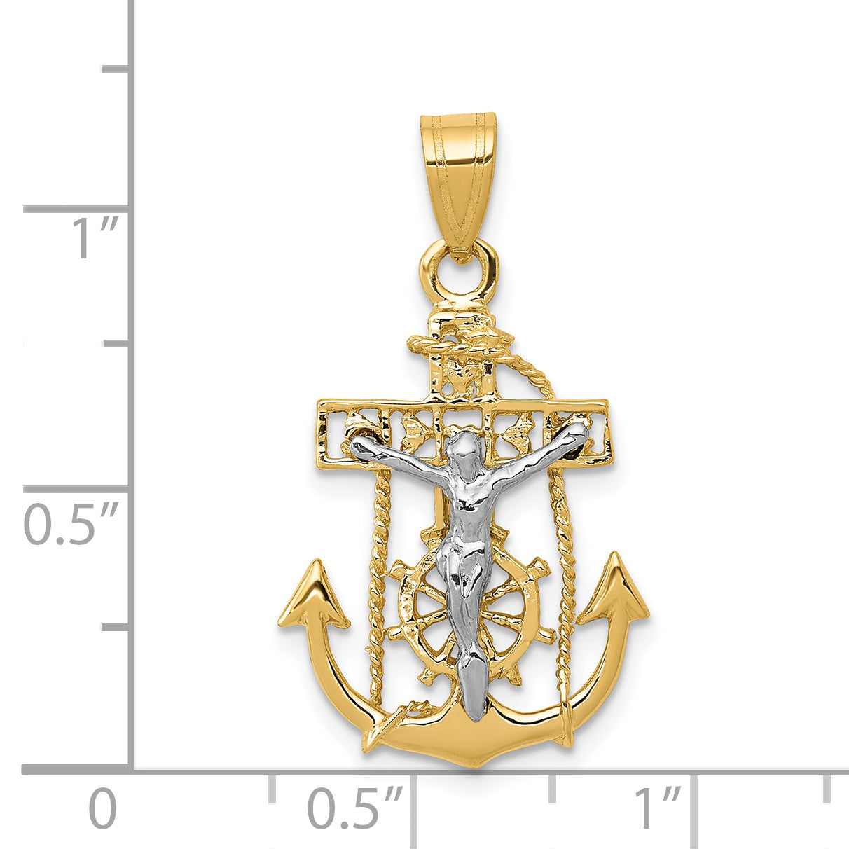 14k Two-tone Mariners Cross Pendant