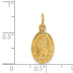 14K Gold Saint Christopher Medal Charm with Polished Finish