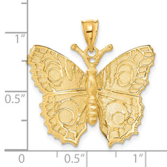 14K Gold Butterfly Charm with Polished Textured Finish  Elegant and Solid Design