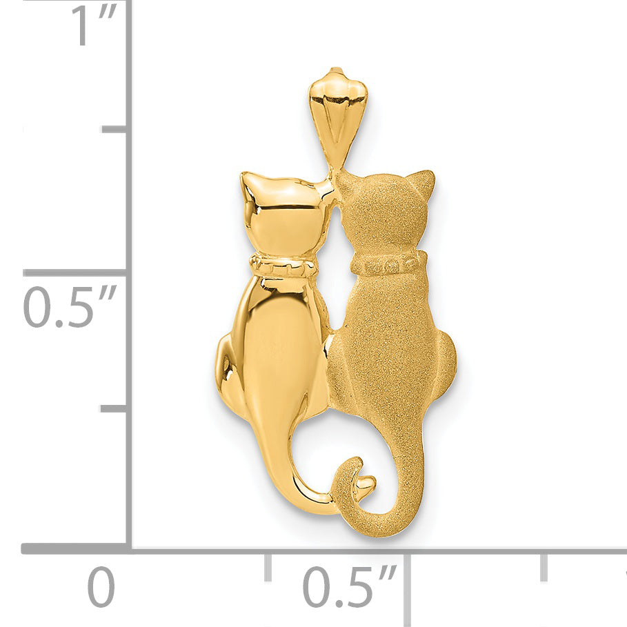 14k Satin and Polished Cats Pendant