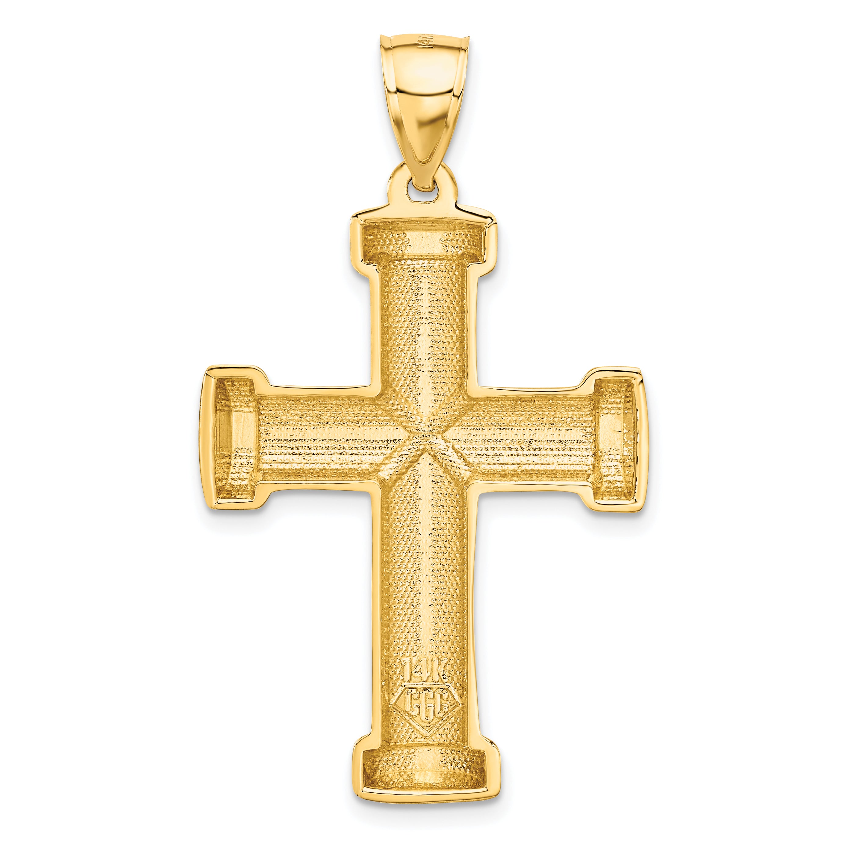 14K Gold Polished Latin Cross Pendant with Solid Cast Design