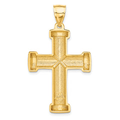 14K Gold Polished Latin Cross Pendant with Solid Cast Design