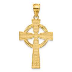 14K Gold Celtic Cross Pendant with Textured Detail – Solid Cast Design