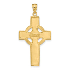 14K Gold Celtic Cross Pendant with Textured Detail - Solid, Casted Design