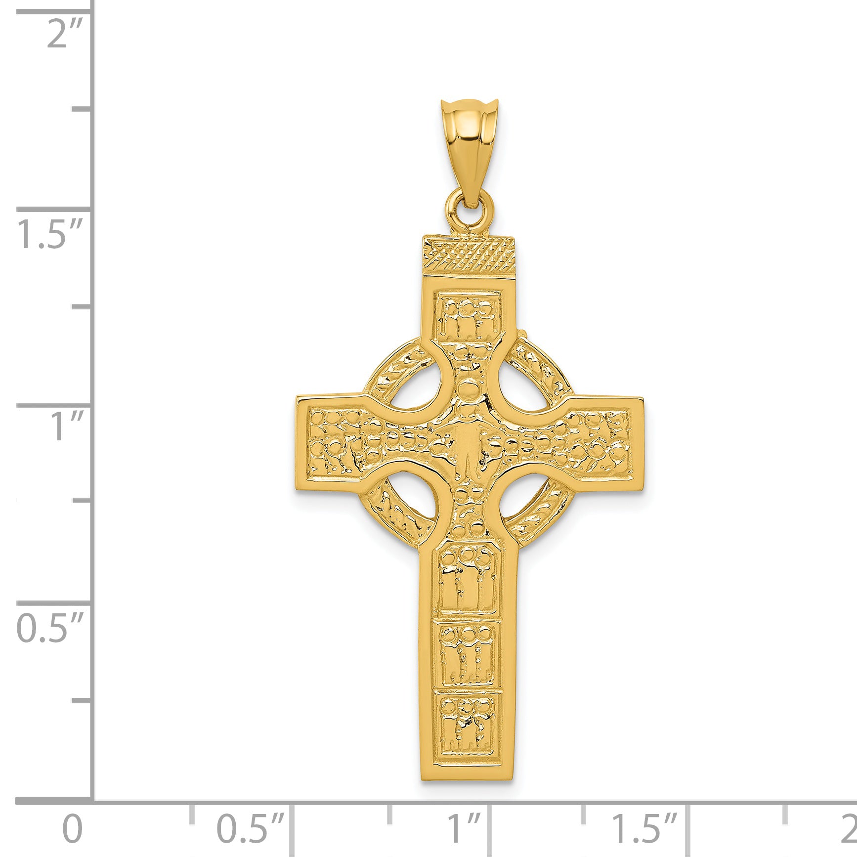 14K Gold Celtic Cross Pendant with Textured Detail - Solid, Casted Design