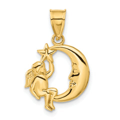 14K Angel, Moon and Star Pendant