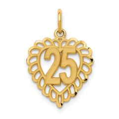 14k 25 in a Heart Charm