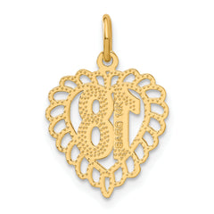 14K Gold Heart Charm with Polished & Brushed Finish, Solid, 22mm