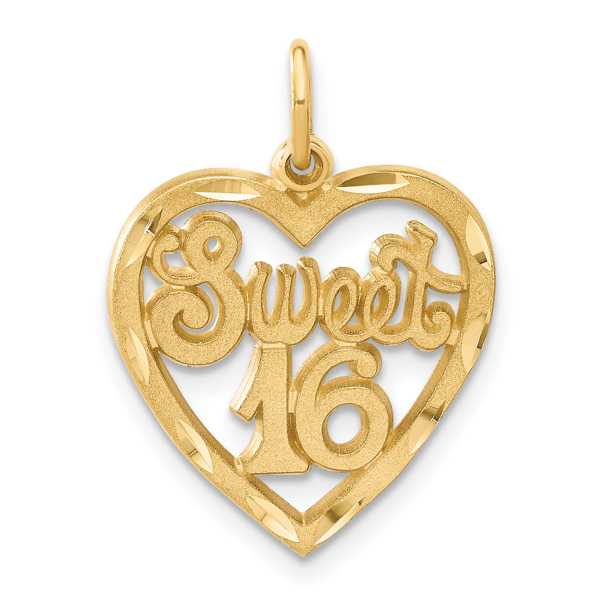 14k SWEET 16 in A Heart Charm