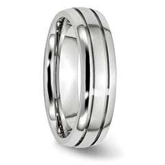 Cobalt Unisex 6mm Wedding Band with Polished Grooved Design