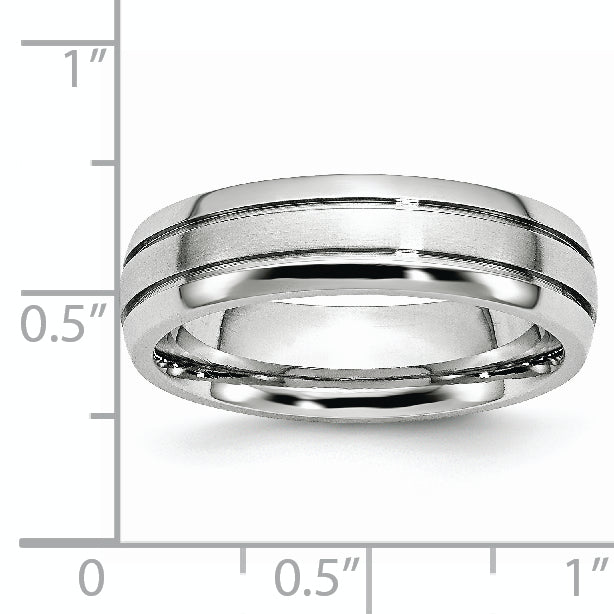 Cobalt Unisex 6mm Wedding Band with Polished Grooved Design