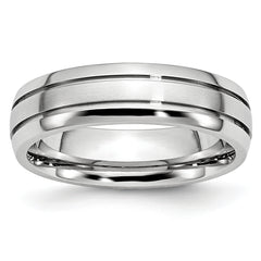 Cobalt Polished and Satin Grooved 6mm Band