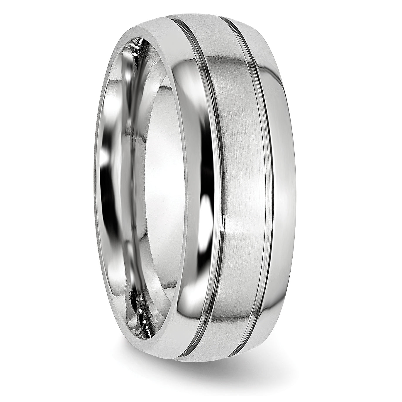 Cobalt Wedding Band with Grooved Polished Finish Unisex Design