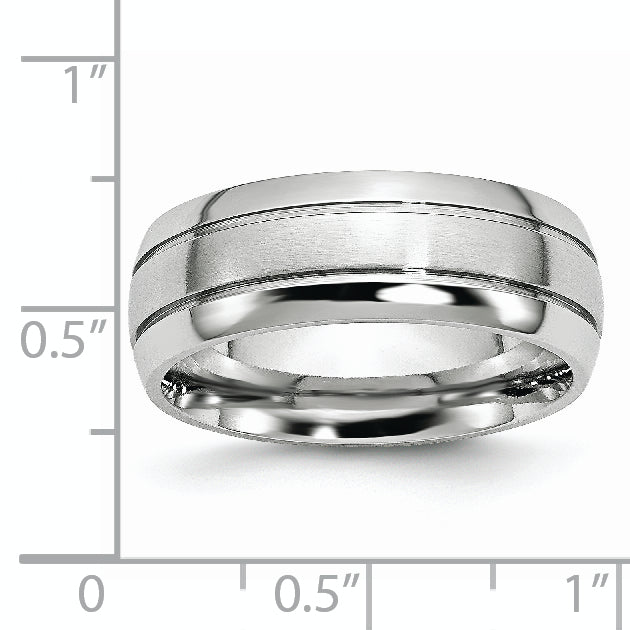 Cobalt Wedding Band with Grooved Polished Finish Unisex Design