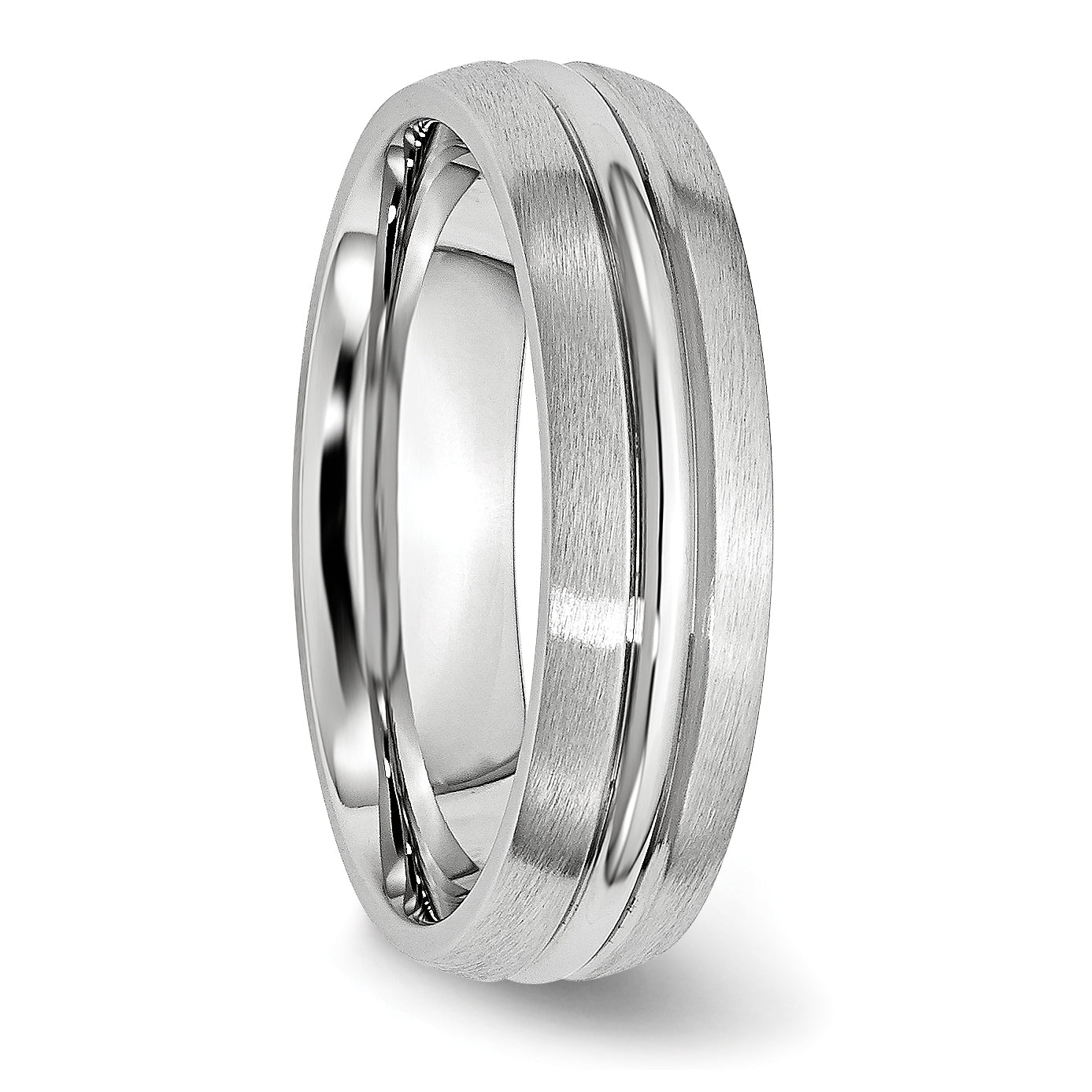 Cobalt Unisex 6mm Grooved Wedding Band with Brushed Finish