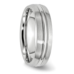 Cobalt Unisex 6mm Grooved Wedding Band with Brushed Finish