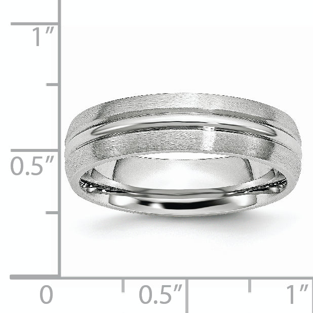 Cobalt Unisex 6mm Grooved Wedding Band with Brushed Finish