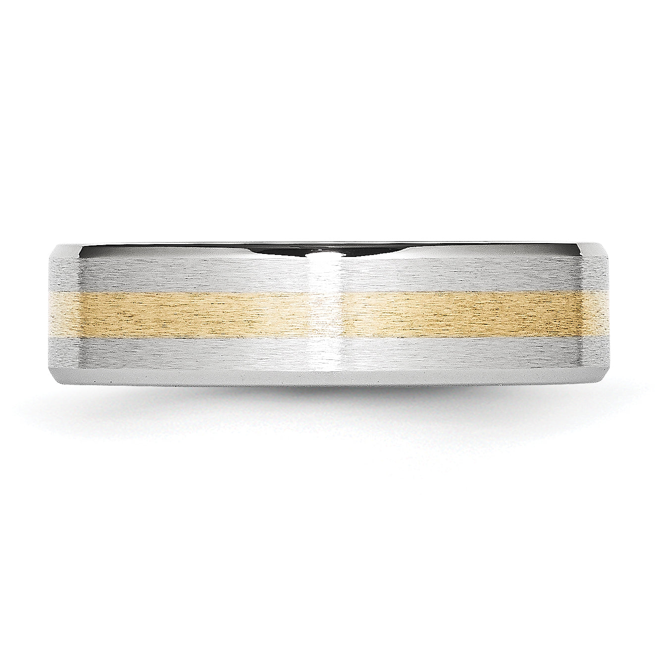 Cobalt 14k Gold Inlay Satin and Polished 6mm Band with elegant design, available at Sophia Jewelers.