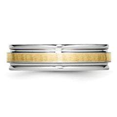 Cobalt 14k Gold Inlay Satin and Polished 6mm Band