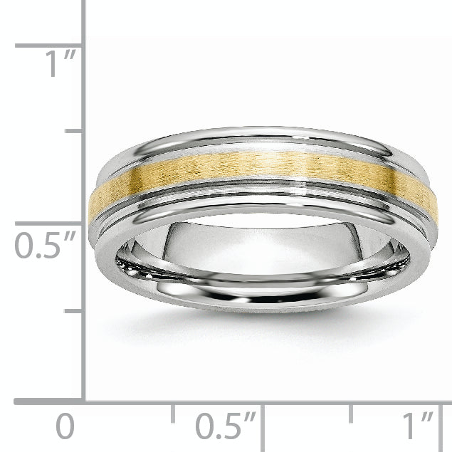 Cobalt 14k Gold Inlay Satin and Polished 6mm Band