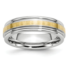 Cobalt 14k Gold Inlay Satin and Polished 6mm Band